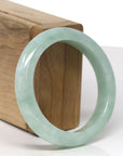 Baikalla Natural Apple-Green Jadeite Jade "Half Round" Bangle Bracelet (54.9mm) 