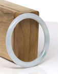 Baikalla Natural Light Blue-Green "Traditional Round" Jadeite Jade Bangle Bracelet (55.6mm) 