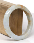 Baikalla Natural Light Green & Orange Sajin (Golden Dust) Jadeite Jade "Half Round" Bangle Bracelet (59.6mm) 