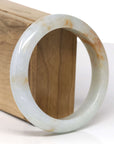 Baikalla Natural Light Green & Orange Sajin (Golden Dust) Jadeite Jade "Half Round" Bangle Bracelet (59.6mm) 