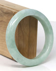 Baikalla Natural Light Apple-Green Jadeite Jade "Half Round" Bangle Bracelet (57.7mm) 