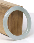 High-End Natural Icy Light Green Jadeite Jade "Traditional Round" Bangle Bracelet (55.1mm) 