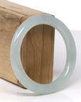 High-End Natural Icy Light Green Jadeite Jade "Traditional Round" Bangle Bracelet (55.1mm) 