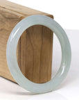 High-End Natural Icy Light Green Jadeite Jade "Traditional Round" Bangle Bracelet (55.1mm) 