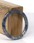 Baikalla Natural Black Wuji "Traditional Round" Jadeite Jade Bangle Bracelet (51.7mm) 