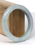 Baikalla Natural Light Green W/ Blue-Lavender Patches Jadeite Jade "Half Round" Bangle Bracelet (59.1mm) 