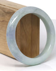 Baikalla Natural Light Green W/ Blue-Lavender Patches Jadeite Jade "Half Round" Bangle Bracelet (59.1mm) 