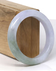 Baikalla Natural Light Lavender & Oil-Green Jadeite Jade "Half Round" Bangle Bracelet (55mm) 