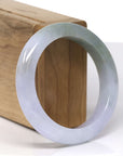 Baikalla Natural Light Lavender & Oil-Green Jadeite Jade "Half Round" Bangle Bracelet (55mm) 