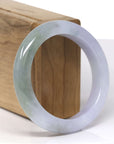 Baikalla Natural Light Lavender & Oil-Green Jadeite Jade "Half Round" Bangle Bracelet (55mm) 