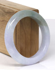 Baikalla Natural Light Lavender & Oil-Green Jadeite Jade "Half Round" Bangle Bracelet (55mm) 
