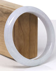 Baikalla Natural Light Lavender Jadeite Jade "Half Round" Bangle Bracelet (62.8mm) 