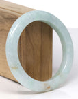 Baikalla Natural Light Apple-Green W/ Sajin (Golden Dust) Jadeite Jade "Half Round" Bangle Bracelet (57.4mm) 