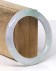 Baikalla Natural Icy Light Lavender W/ Deep Green Flower "Traditional Round" Jadeite Jade Bangle Bracelet (55.6mm) 