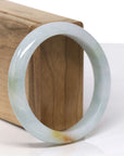 Baikalla Natural Light Blue-Green & Sajin (Golden Dust) Jadeite Jade "Half Round" Bangle Bracelet (57.5mm) 
