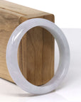 Baikalla Natural Light Lavender & Faint Green Jadeite Jade "Half Round" Bangle Bracelet (55.3mm) 