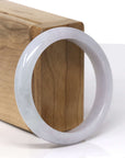 Baikalla Natural Light Lavender & Faint Green Jadeite Jade "Half Round" Bangle Bracelet (55.3mm) 