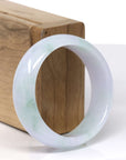 Baikalla Natural Icy Green & Light Lavender Jadeite Jade "Half Round" Bangle Bracelet (52.2mm) 