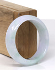 Baikalla Natural Icy Green & Light Lavender Jadeite Jade "Half Round" Bangle Bracelet (52.2mm) 