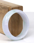 Baikalla Natural Icy Green & Light Lavender Jadeite Jade "Half Round" Bangle Bracelet (52.2mm) 