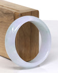 Baikalla Natural Icy Green & Light Lavender Jadeite Jade "Half Round" Bangle Bracelet (52.2mm) 
