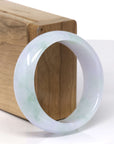 Baikalla Natural Icy Green & Light Lavender Jadeite Jade "Half Round" Bangle Bracelet (52.2mm) 