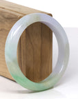 Baikalla Natural Multi-Color "Fu Lu Shou" Jadeite Jade "Half Round" Bangle Bracelet (57.4mm) 