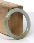 Baikalla Natural Light Green & Yellow "Traditional Round" Jadeite Jade Bangle Bracelet (51.5mm) 