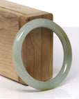 Baikalla Natural Light Green & Yellow "Traditional Round" Jadeite Jade Bangle Bracelet (51.5mm) 