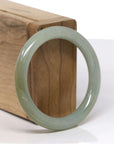 Baikalla Natural Light Green & Yellow "Traditional Round" Jadeite Jade Bangle Bracelet (51.5mm) 