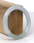 Baikalla Natural Icy Oil-Green Patch "Traditional Round" Jadeite Jade Bangle Bracelet (55.7mm) 
