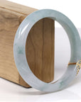 Baikalla Natural Light Blue-Green Jadeite Jade "Half Round" Bangle Bracelet W/ 18ky Gold Accent (61.1mm) 