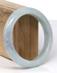 Baikalla Natural Light Blue-Green W/ Lavender Patch Jadeite Jade "Half Round" Bangle Bracelet (59.4mm) 