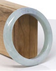 Baikalla Natural Light Blue-Green W/ Lavender Patch Jadeite Jade "Half Round" Bangle Bracelet (59.4mm) 
