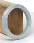 Baikalla Natural Light Blue-Green W/ Lavender Patch Jadeite Jade "Half Round" Bangle Bracelet (59.4mm) 