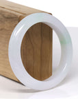 High-End Natural Icy Apple-Green Patches Jadeite Jade "Half Round" Bangle Bracelet (55.6mm) 