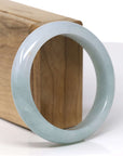 Baikalla Natural Light Blue-Green Jadeite Jade "Half Round" Bangle Bracelet (57mm) 