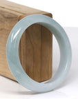 Baikalla Natural Light Blue-Green Jadeite Jade "Half Round" Bangle Bracelet (57mm) 