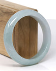 Baikalla Natural Light Blue-Green Jadeite Jade "Half Round" Bangle Bracelet (57mm) 