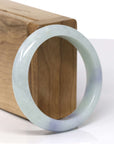 Baikalla Natural Light Green W/ Blue-Lavender Patches Jadeite Jade "Half Round" Bangle Bracelet (54.5mm) 