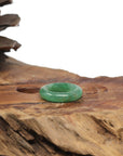 Baikalla Natural Icy Apple-Green W/ Sajin (Golden Dust) Jadeite Jade Traditional Ring 