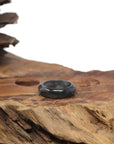 Baikalla Natural Icy Black Wuji Jadeite Jade Traditional Ring 