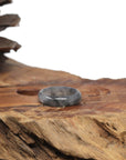 Baikalla Natural Icy Black Wuji Jadeite Jade Traditional Ring 