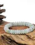 Baikalla Natural Icy Multi-Color Jadeite Jade Donut Shaped Bead Bracelet (9.4mm)