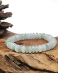 Baikalla Natural Icy Multi-Color Jadeite Jade Donut Shaped Bead Bracelet (9.4mm)