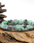 Baikalla Natural Apple-Green & Black Wuji Jadeite Jade "Dragon" Bead Bracelet