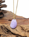 Baikalla Natural Lavender Jadeite Jade "RuYi" Pendant W/ 18ky Gold Bail