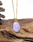 Baikalla Natural Lavender Jadeite Jade "RuYi" Pendant W/ 18ky Gold Bail
