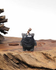 Baikalla Natural Black Wuji Jadeite Jade "Shadow Ghost" Pendant W/ 14k Gold Bail