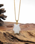 Baikalla Natural Icy Jadeite Jade "Shadow Ghost" Pendant W/ 14ky Gold Bail